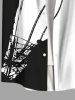 Plus Size Colorblock Coconut Tree Cliff Print Buttons Pocket Hawaii Shirt For Men -  