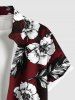 Chemise hawaïenne grande taille à imprimé fleurs et feuilles, avec poches et boutons, pour homme - Rouge foncé M