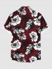 Chemise hawaïenne grande taille à imprimé fleurs et feuilles, avec poches et boutons, pour homme - Rouge foncé M
