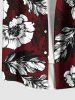 Chemise hawaïenne grande taille à imprimé fleurs et feuilles, avec poches et boutons, pour homme - Rouge foncé M