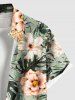Plus Size Pineapple Hibiscus Flower Tropical Leaf Print Buttons Pocket Hawaii Shirt For Men -  
