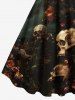 Plus Size Skulls Rose Flower Cloud Print Hawaii Tank Dress -  