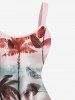 Plus Size Coconut Tree Ombre Colorblock Print Hawaii Tank Dress -  