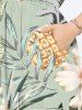 Plus Size Pineapple Hibiscus Flower Tropical Leaf Print Split Hawaii Midi Dress -  