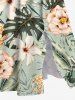 Plus Size Pineapple Hibiscus Flower Tropical Leaf Print Split Hawaii Midi Dress -  
