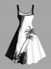 Plus Size Colorblock Coconut Tree Cliff Print Hawaii Tank Dress -  