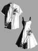 Plus Size Colorblock Coconut Tree Cliff Print Hawaii Tank Dress -  