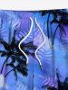Plus Size Coconut Tree Tropical Leaf Tie Dye Ombre Sky Print Hawaii Drawstring Beach Shorts For Men -  