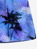 Plus Size Coconut Tree Tropical Leaf Tie Dye Ombre Sky Print Hawaii Drawstring Beach Shorts For Men -  