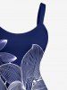 Plus Size Flower Print Hawaii A Line Tank Dress -  