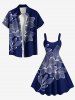 Plus Size Flower Print Hawaii A Line Tank Dress -  