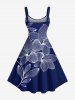 Plus Size Flower Print Hawaii A Line Tank Dress -  