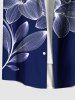 Plus Size Flower Print Hawaii Button Pocket Shirt For Men -  