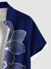Plus Size Flower Print Hawaii Button Pocket Shirt For Men -  