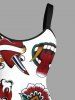 Plus Size Skull Flower Heart Snake Cherry Print A Line Tank Dress -  