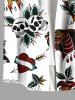 Chemise grande taille à imprimé tête de mort, fleur, cœur, œil de serpent, boutonnée et poche pour homme - Blanc 4XL
