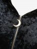 Manteau à capuche grande taille en velours ombré avec fermeture éclair en forme de lune, boucle soleil et bordure en dentelle, manches évasées et boucle soleil - Noir 4X | US 26-28