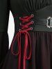 Plus Size Ruched Lace Trim Lace-up Tulip Hem Flare Sleeves Top -  