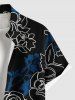 Plus Size Tropical Leaf Flower Print Hawaii Button Pocket Shirt For Men -  