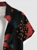Plus Size Flower Leaf Spotted Print Hawaii Button Pocket Shirt For Men -  