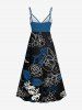 Plus Size Tropical Leaf Flower Print Hawaii Surplice A Line Cami Dress -  