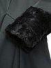 Manteau uni grande taille à fermeture éclair étoile, bordure en fourrure, capuche et manches longues - Noir 1X | US 14-16