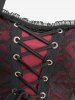 Gothic Plus Size Floral Jacquard Lace-up Grommets Lace Trim Ruffles Tank Dress -  