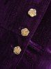 Manteau asymétrique à manches longues et capuche, empiècements à paillettes, boutons et volants, grande taille - Pourpre  M | US 10