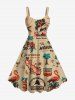 Tenue de plage hawaïenne assortie grande taille, motif cocotier, fleurs d'hibiscus et flamant rose, pour couples - café lumière 