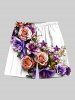 Rose Flower Leaf Print Plus Size Matching Hawaii Beach Outfit For Couples -  