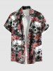 Halloween Costume Skulls Rose Flowers Print Plus Size Matching Beach Outfit For Couples -  