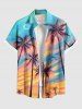 Coconut Tree Colorful Sky Moon Star Print Plus Size Matching Hawaii Beach Outfit For Couples -  