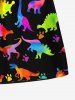 Short de plage hawaïen grande taille à imprimé dinosaures colorés pour homme - Noir 5XL
