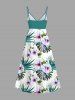 Plus Size Flowers Tropical Leaf Print Surplice Hawaii Cami Dress -  