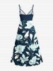 Plus Size Flowers Leaf Print Surplice Hawaii Cami Dress -  