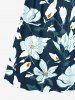 Plus Size Flowers Leaf Print Surplice Hawaii Cami Dress -  