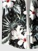 Chemise hawaïenne grande taille à imprimé floral et feuilles tropicales pour homme - Noir 3XL