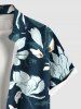 Plus Size Flowers Leaf Print Buttons Pocket Hawaii Shirt For Men -  