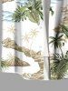 Plus Size Coconut Tree Flowers Leaf Tropical Print Buttons Pocket Hawaii Shirt For Men -  