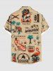 Chemise hawaïenne grande taille à imprimé flamant rose, hibiscus, cocotier et fleurs, avec poches et boutons, pour homme - café lumière S