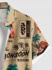 Plus Size Coconut Tree Hibiscus Flowers Flamingo Print Buttons Pocket Hawaii Shirt For Men -  