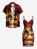 Plus Size Coconut Tree Sun Seascape Print Convertible Beach Cover -  