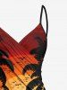 Plus Size Coconut Tree Sun Seascape Print Convertible Beach Cover -  