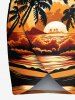 Plus Size Coconut Tree Sun Seascape Print Convertible Beach Cover -  