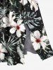 Robe mi-longue hawaïenne fendue à imprimé feuilles tropicales et fleurs grande taille - Noir 6X