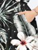 Robe mi-longue hawaïenne fendue à imprimé feuilles tropicales et fleurs grande taille - Noir 6X