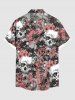 Chemise à boutons et poches pour homme, grande taille, motif tête de mort, roses et fleurs, pour Halloween - Gris Foncé 2XL
