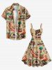 Robe débardeur hawaïenne grande taille à imprimé flamant rose et cocotiers, fleurs d'hibiscus - café lumière 6X