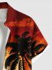 Plus Size Coconut Tree Sun Seascape Print Buttons Pocket Hawaii Shirt For Men -  