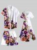 Plus Size Rose Flower Leaf Print Hawaii Drawstring Pocket Beach Shorts For Men -  
